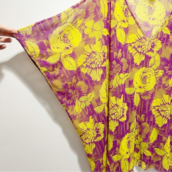 Jean Paul Gautier Soleil Mesh Swim Cover Up Size Large One Size Floral Purple - Picture 9 of 16